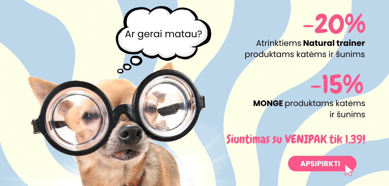 Akcija: Natural Trainer -20%, Monge -15% – Gyvūnų svajonė Natural Trainer -20% ir Monge -15% nuolaidos kačių ir šunų maistui, siuntimas su Venipak tik 1,39 €
