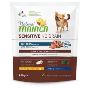 NATURAL TRAINER ADULT DOG SENSITIVE NO GRAIN MINI TROUT (su upėtakiu), 800 g