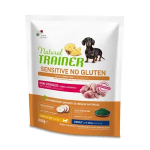 NATURAL TRAINER ADULT DOG SENSITIVE NO GLUTEN MINI RABBIT (triušiena) 800g