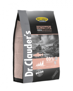 DR. CLAUDER'S SENSITIVE JUNIOR sausas maistas jauniems šunims su lašiša ir ryžiais 4kg