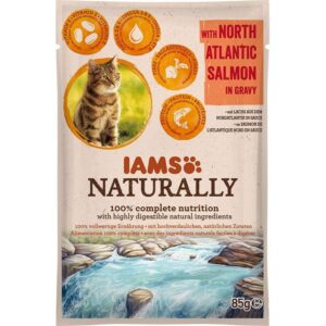 IAMS Naturally Adult konservuotas pašaras katėms su lašiša padaže 85g