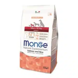 Monge mini adult sausas pašaras (lašiša ir ryžiai) 2,5kg