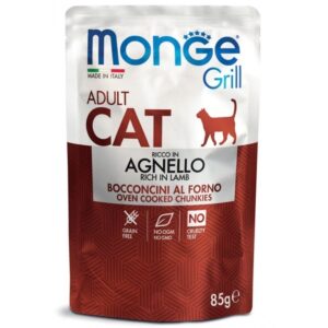 Monge GRILL Adult  konservuotas pašaras katėms su ėriena 85g