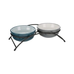 TRIXIE  Dubenėlių kompl., keramika-metal., 2x0.25 l, ø 13 cm-27x8x13 cm, petrol-šviesi