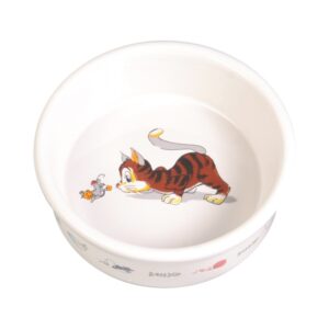 TRIXIE  Dubenėlis, katė su pele, keramika, 0.2 l, ø 12 cm, baltas