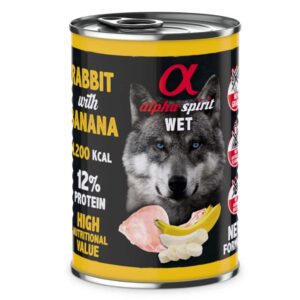 ALPHA SPIRIT WET konservas su triušiena ir bananais 400g 6vnt