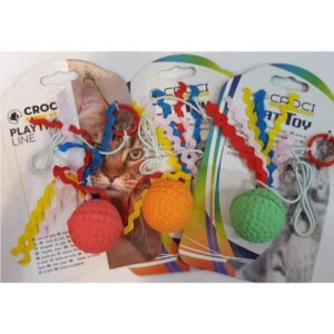 CROCI FLYING BALL žaislas katei ant gumytės 4cm 3vnt