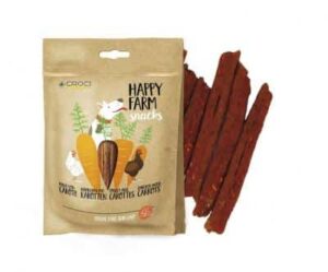 HAPPY FARM skanėstai šunims su vištiena ir morkomis, 80g