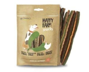 HAPPY FARM skanėstai šunims su vištiena ir špinatais, 80g