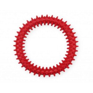PET NOVA DENTAL raudonas spygliuotas žiedas 12.5cm 3vnt
