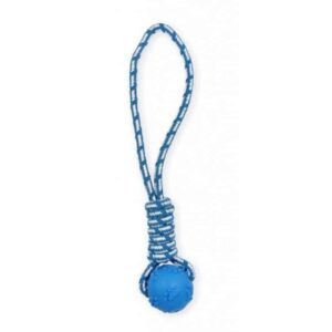 PET NOVA TPR BLUE kamuoliukas su virve 40cm 2vnt
