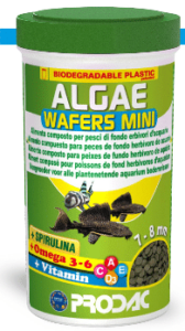 PRODAC ALGAE WAFERS MINI augalinės plokštelės žuvims 7-8mm 250ml 135g