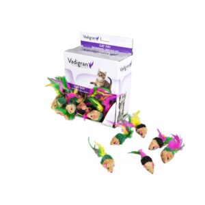 VADIGRAN Cat Mouse Color pelytė katėms su plunksna 5cm 140vnt