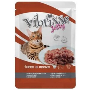 VIBRISSE kons. katėms tunas su jautiena želatinoje 70g 18vnt