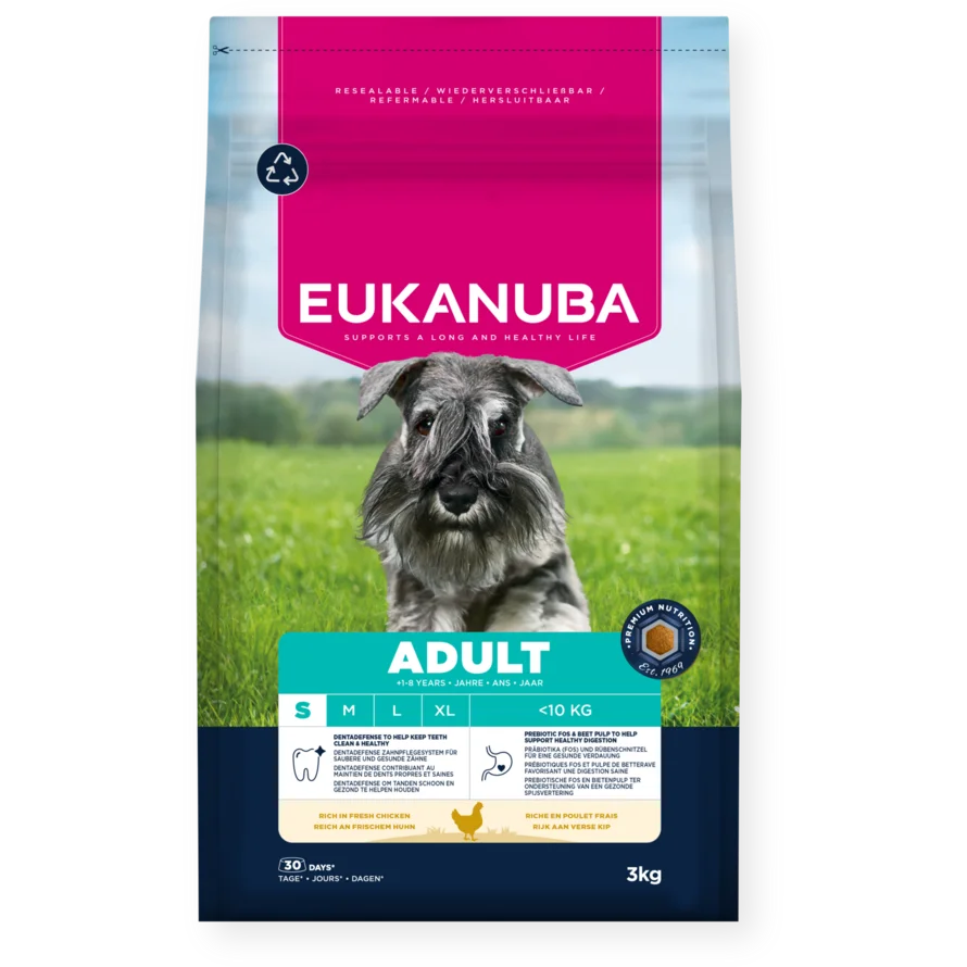 8710255201849 Eukanuba Life Care sausas pašaras mažų veislių šunims su vištiena, S, 3 kg