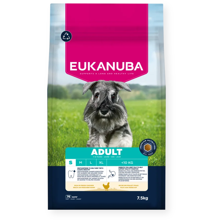 871025520186 Eukanuba Life Care sausas pašaras mažų veislių šunims su vištiena, S, 7,5 kg