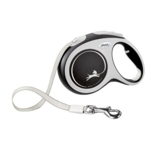 FLEXI Comfort Tape baltas/juodas pavadėlis M-5m iki 25kg