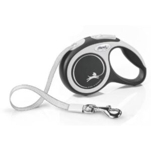 FLEXI Comfort Tape baltas/juodas pavadėlis XS-3m iki 12kg