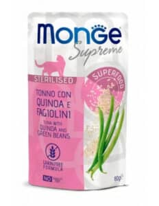 M07788 Monge SUPREME - Cat Wet Pouches Tuna with quinoa and green beans - Sterilised 80g (24)