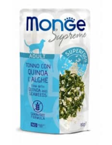 M07795 Monge SUPREME - Cat Wet Pouches Tuna with quinoa and seaweeds - Adult 80g (24)