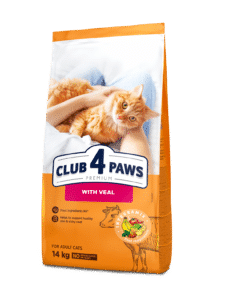 CLUB 4 PAWS Premium visavertis sausas maistas suaugusioms katėms su veršiena, 14 kg