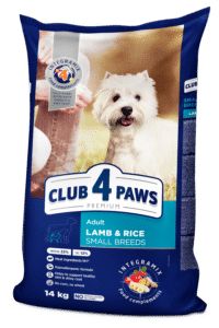 CLUB 4 PAWS Premium visavertis sausas maistas suaugusiems mažų veislių šunims su ėriena ir ryžiais,14 kg