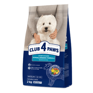 CLUB 4 PAWS Premium visavertis sausas maistas suaugusiems mažų veislių šunims su ėriena ir ryžiais, 2 kg