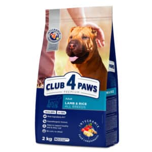 CLUB 4 PAWS Premium visavertis sausas maistas suaugusiems visų veislių šunims su ėriena ir ryžiais, 2 kg