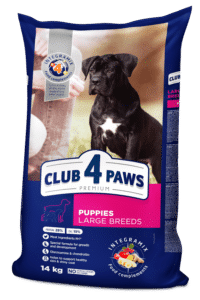 CLUB 4 PAWS Premium visavertis sausas maistas didelių veislių šuniukams su vištiena, 14 kg