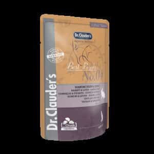 DR. CLAUDER'S drėgnas maistas katėms su triušiena ir kepenimis padaže 100 g