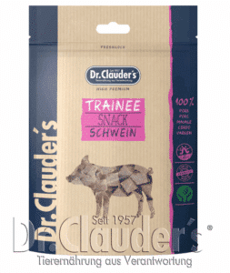DR. CLAUDER’S TRAINEE SNACK. kiaulienos skanėstai kubeliais šunims ir katėms 80g