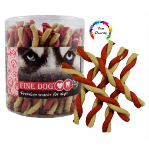 FINE DOG Jerky lazdelės vanilės ir jautienos skonio 12.5cm pakuotė-50vnt