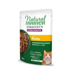 NATURAL TRAINER Straccetti CAT Sterilized konservas su vištiena 85g