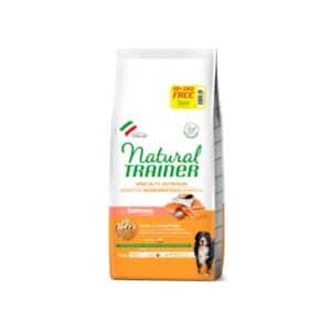 Natural Trainer Sensitive No Gluten sausas maistas vidutinių ir didelių veislių šunims su lašiša, 10+2 kg