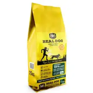 Real Dog Adult Sensitive su ėriena ir ryžiais, 15 kg