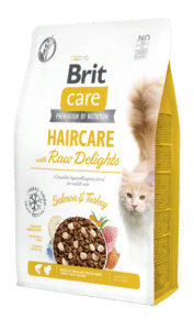 Brit Care Cat Haircare with Raw Delights sausas pašaras katėms