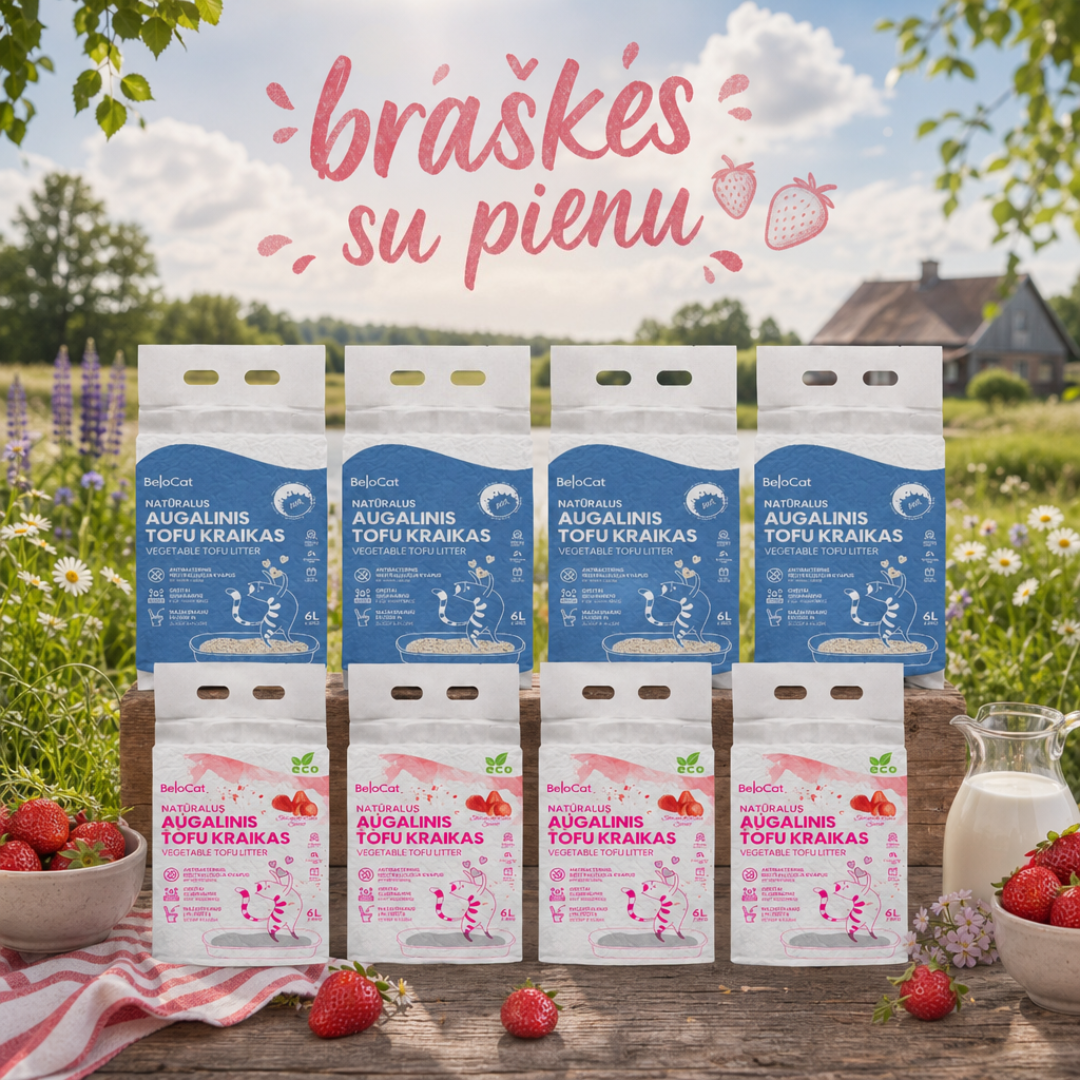 BeloCat TOFU Braškės su pienu rinkinys – 4 vnt. x 6 L – 2 BeloCat TOFU Braškės su pienu rinkinys – 4 vnt. x 6 L – 2