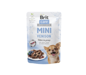 Brit Care Mini konservuotas pašaras šunims maiš. Venison fillets in gravy