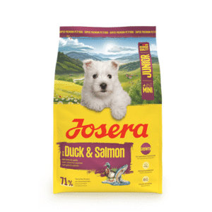 Josera MiniJunior Duck + Salmon sausas pašaras mažų veislių jauniems šunims su antiena ir lašiša, 3 kg – Josera pakuotė