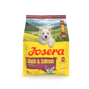 Josera MiniJunior Duck + Salmon sausas pašaras mažų veislių jauniems šunims su antiena ir lašiša, 900 g – Josera pakuotė