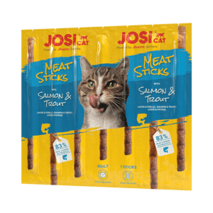 JosiCat Meat Sticks Salmon & Trout skanėstai katėms su lašiša ir upėtakiu, 35 g – Josera pakuotė