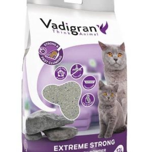VADIGRAN kačių kraikas Clump Extreme Strong 12 kg – priežiūros priemonė katėms