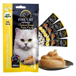 FINE CAT Cremy skanėstas katėms su vištiena ir krevetėmis 4x15 g