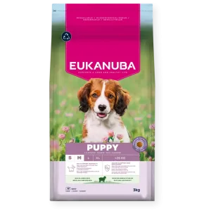 8710255201801 Eukanuba Life Care sausas pašaras mažų ir vidutinių veislių šuniukams su ėriena ir ryžiais, S-M, 3 kg