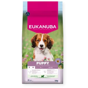 8710255201818 Eukanuba Life Care sausas pašaras mažų ir vidutinių veislių šuniukams su ėriena ir ryžiais, S-M, 12 kg