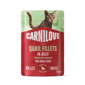 CARNILOVE Gravy rich in Quail enriched with Dandelion konservuotas pašaras katėms 85 g